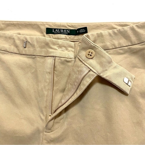 LAUREN Ralph Lauren Tan Straight Leg Stretch Ankle Pants Size 8 Summer Casual - Picture 5 of 11